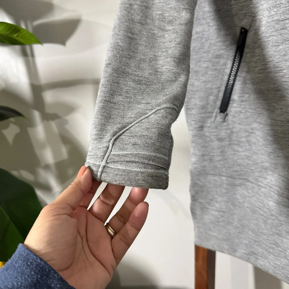 Athleta XS Gray Stronger Longer Fleece Lined Full Zip Hoodie Coat Jacket - Picture 3 of 10